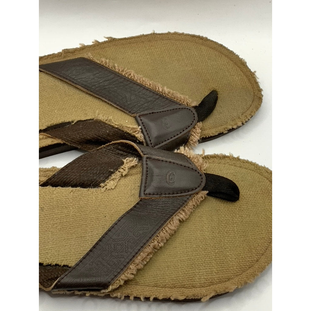 COBIAN Men's Brown Leather Distressed Flip-Flops SZ 10