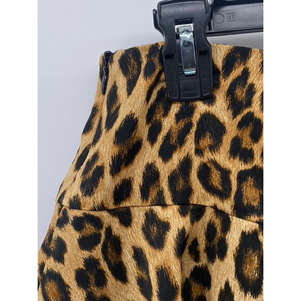 ZARA Women's Brown Leopard Print Pull-On Mini Skort SZ S