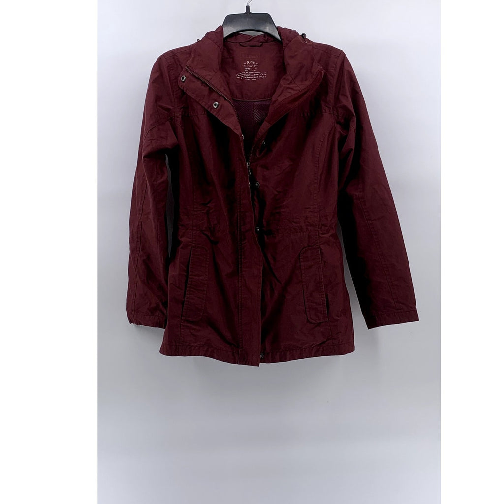 L.L. BEAN Women's Burgundy Regular-Fit Snap-Button Zip-Up Hooded Coat SZ XS