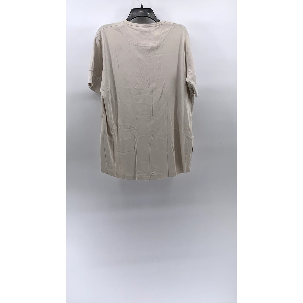 & SONS Men's Beige Casual Short Sleeve Polo Shirt SZ XL