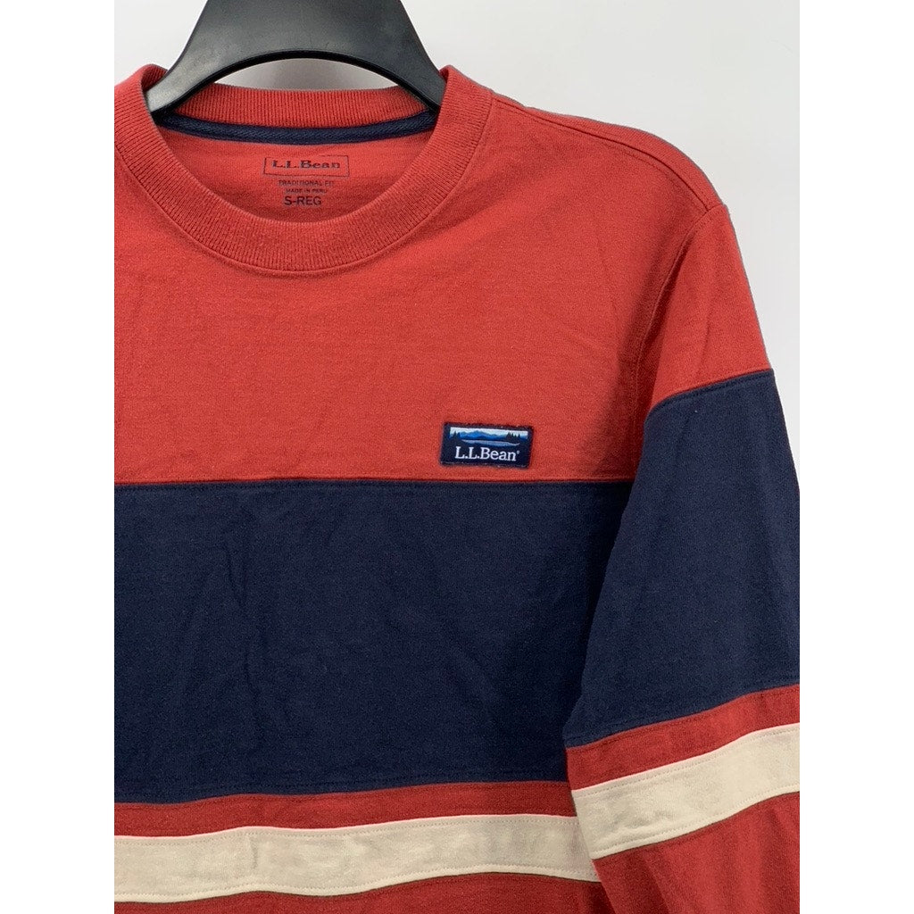 L.L. Bean Men's Red Striped Traditional Fit Sweatshirt SZ S