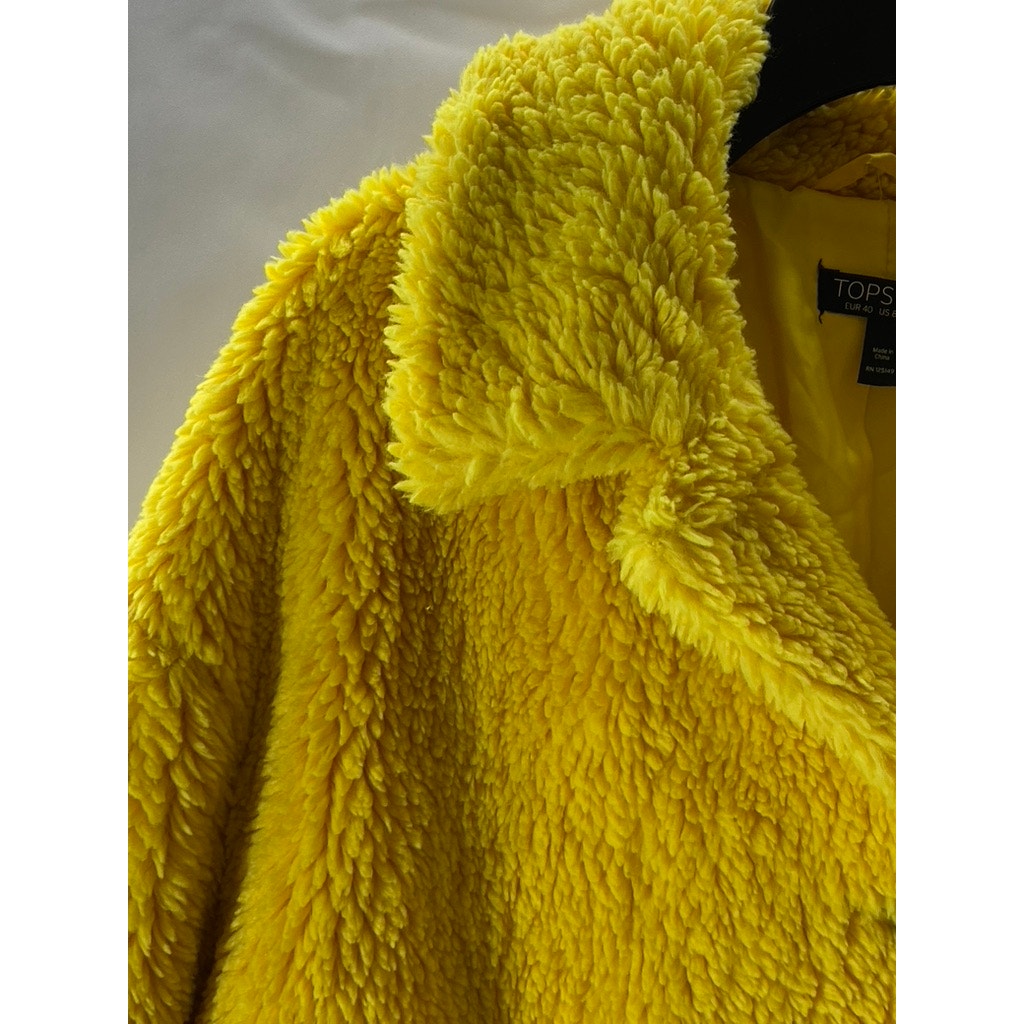 TOPSHOP Women’s Yellow Button-Up Oversized Teddy Jacket SZ 8