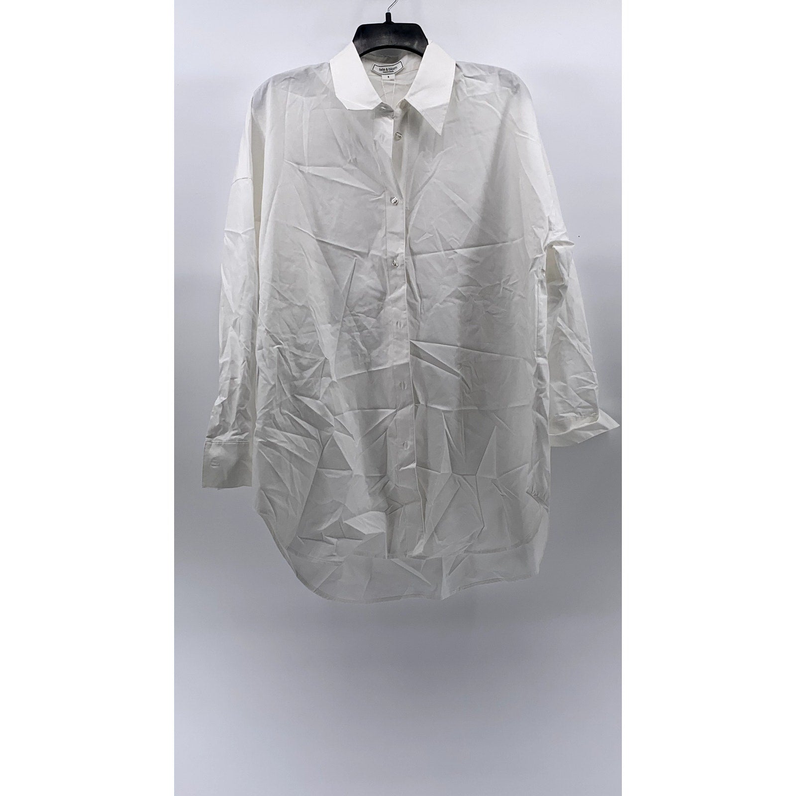 BELLE & BLOOM Women's White Into You Oversized Button-Up Long Sleeve Shirt SZ S