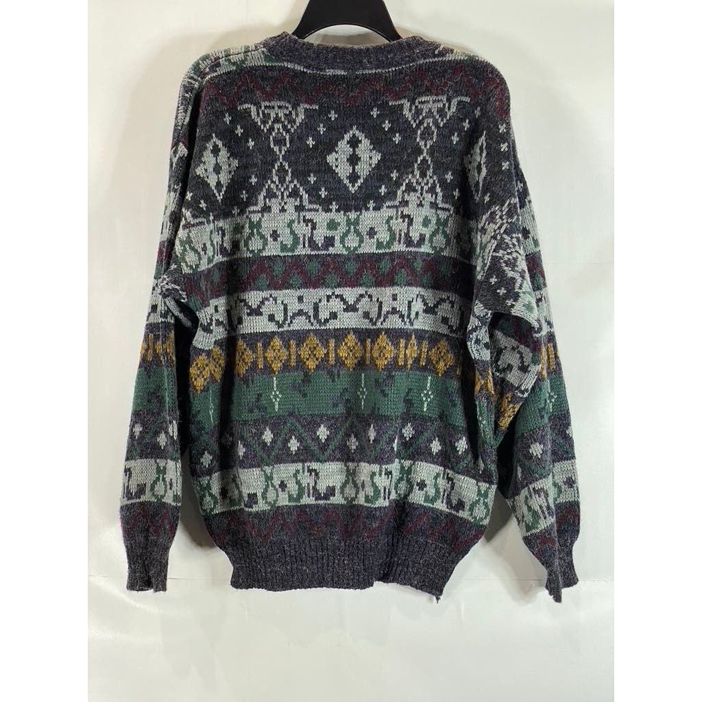 THE MEN'S STORE At Sears Men's Multi Printed Vintage Crewneck Knit Sweater SZ L