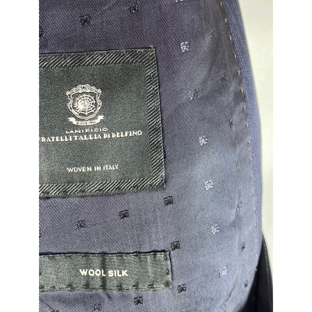 BOSS HUGO BOSS Men's Navy Tailored Wool-Silk Two-Button Suit Jacket SZ 42R