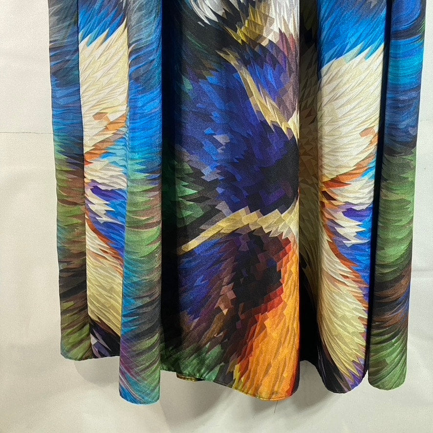 RANNA GILL Women's Blue Multi Tropical Tie-Waist Embellished Halter Dress SZ S