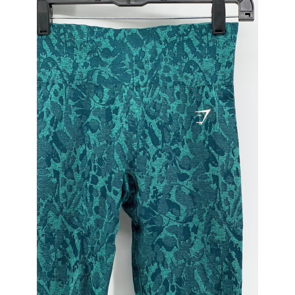 GYMSHARK Women's Green Printed High Rise Leggings SZ XS