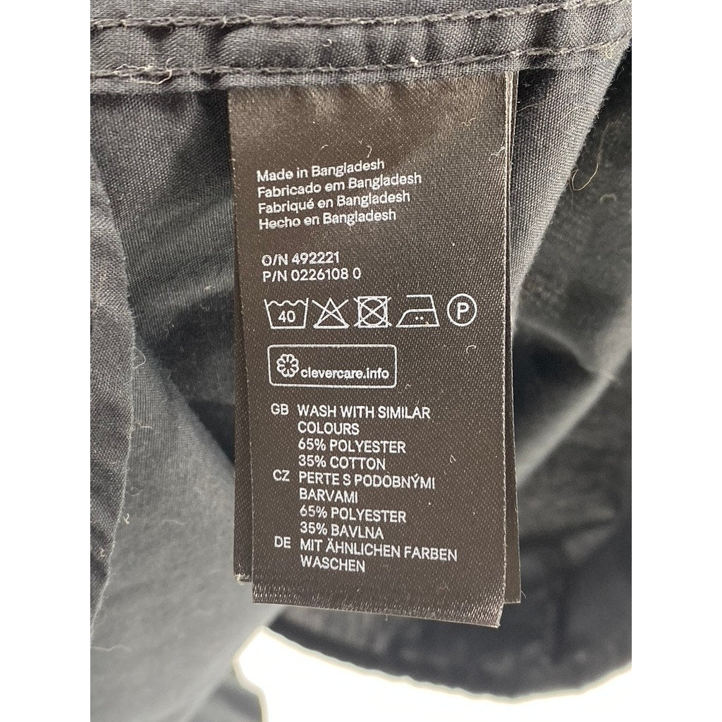 H&M Men's Black Solid Easy Iron Button-Up Long Sleeve Regular-Fit Shirt SZ L