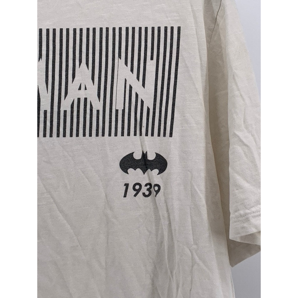 UNBRANDED Men's White Batman Logo Crewneck Short Sleeve T-Shirt SZ L