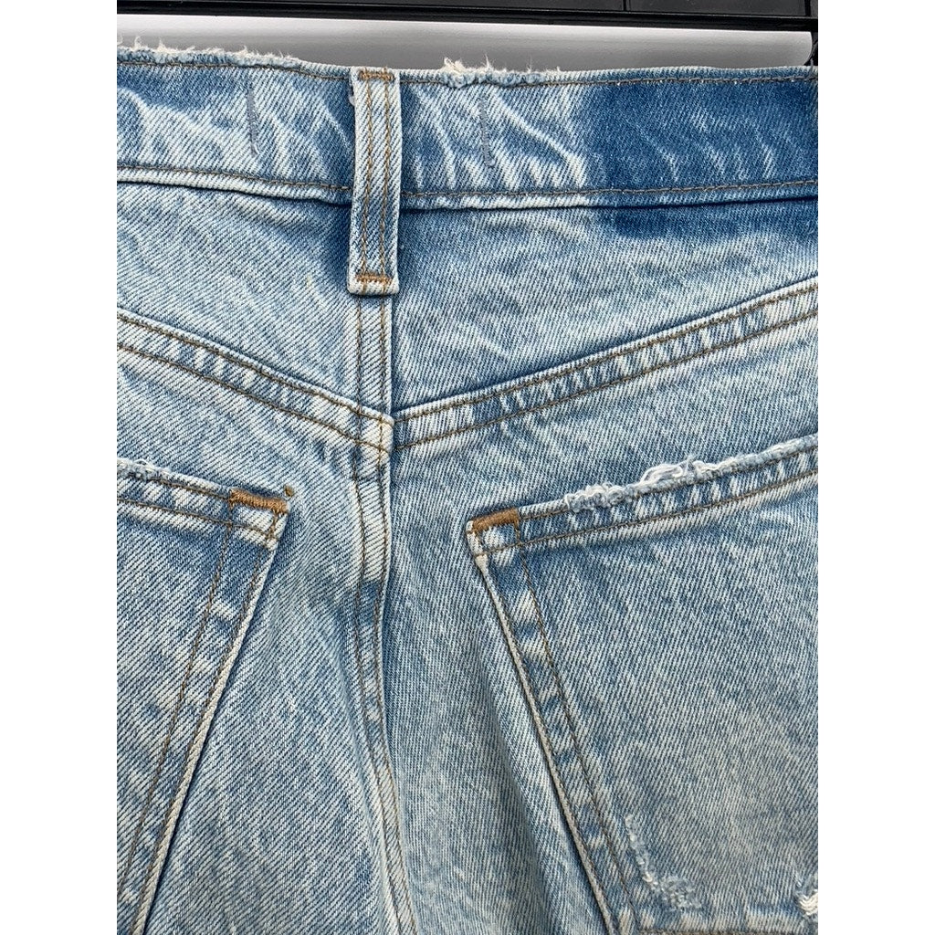 ABERCROMBIE & FITCH Women's Light Blue Denim Distressed 90's Straight Jeans SZ25