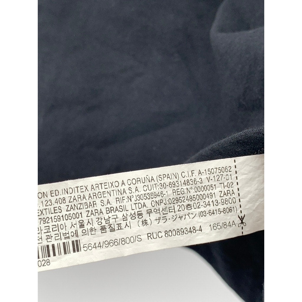 ZARA Women's Black Solid Crewneck Cropped T-Shirt SZ S