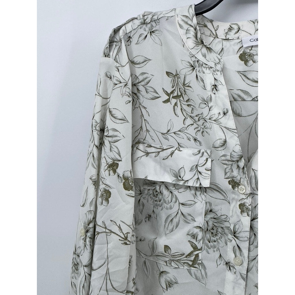 CALVIN KLEIN Womens Floral Blouse Button Up SZ (2X)