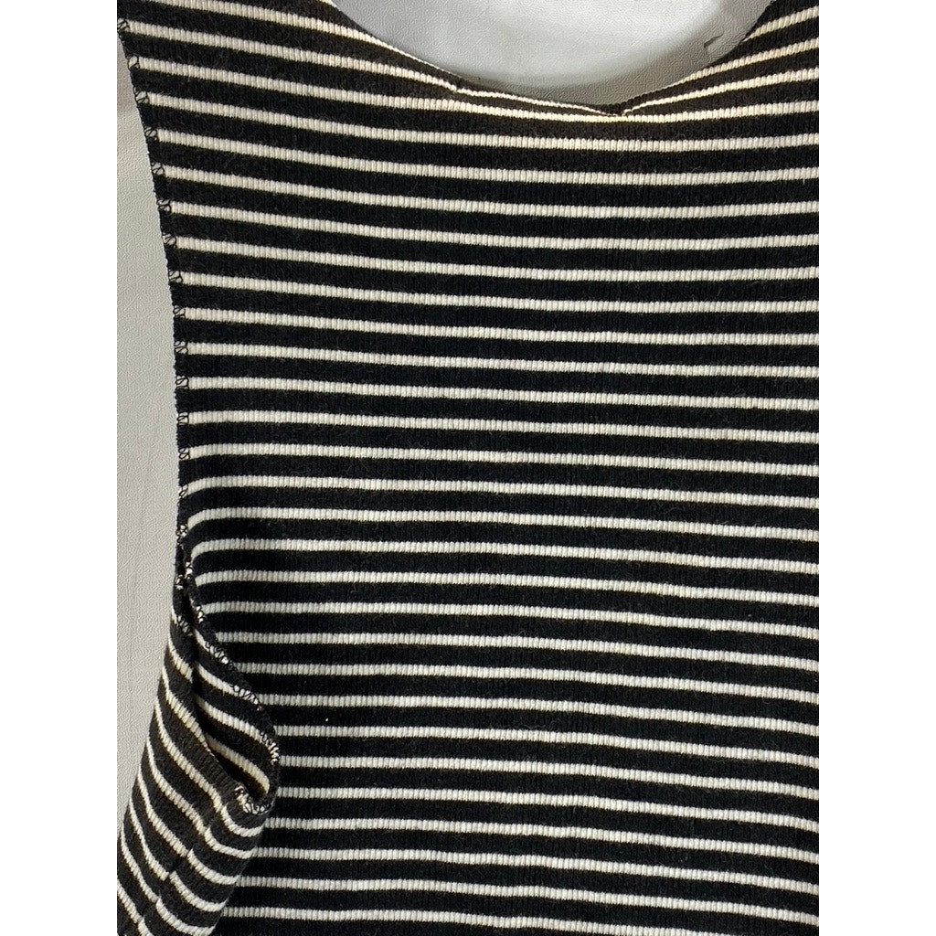 ZARA TRAFALUC Collection Women's Black-White Striped Halter Crop Top SZ S