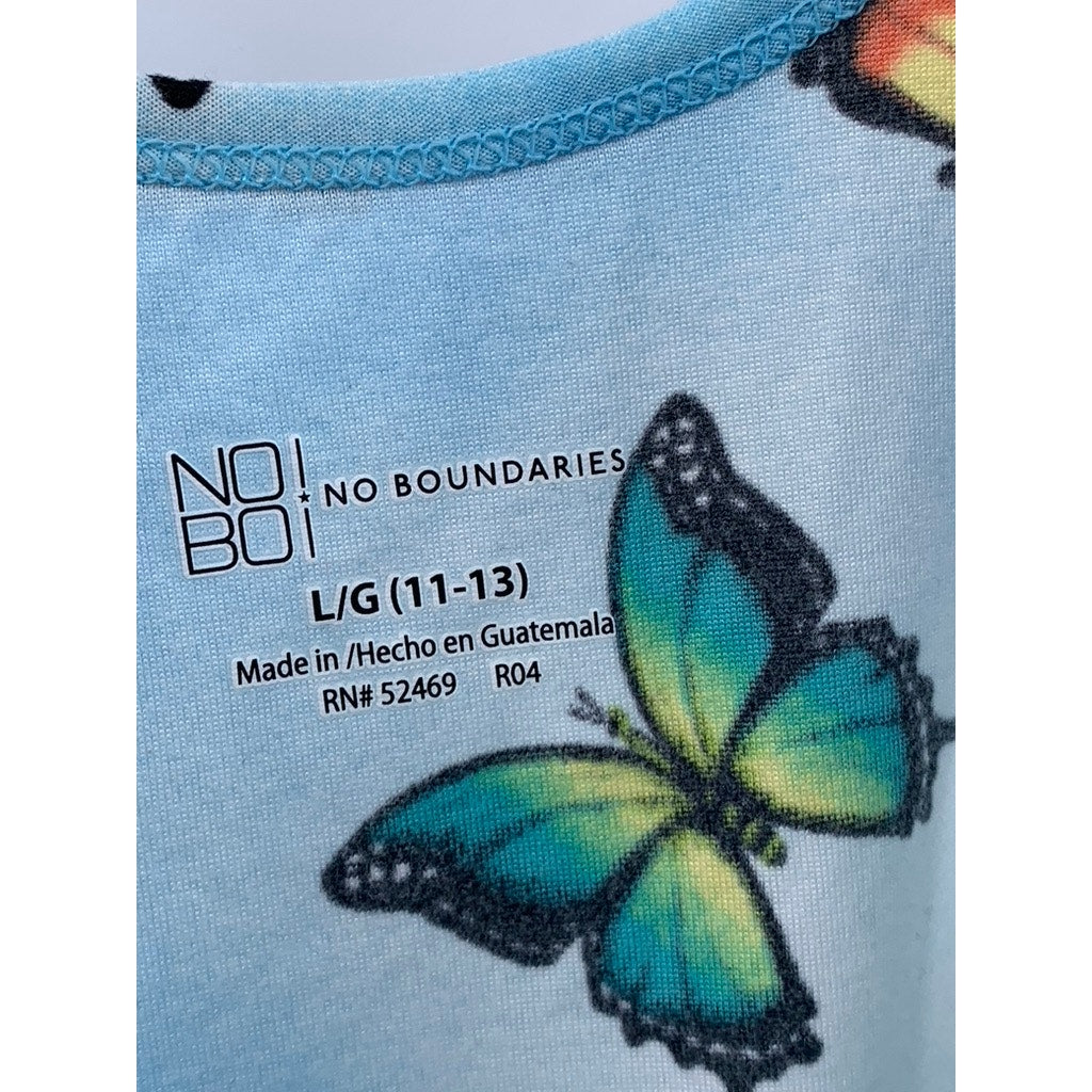 NO BOUNDARIES Girls' Light Blue Butterfly Print Tank Top SZ L(11-13)