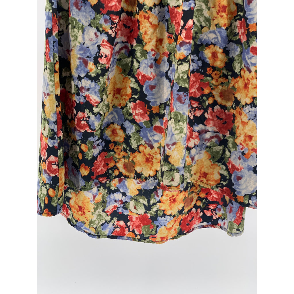 COINCIDENCE & CHANCE Women's Black Floral Surplice Neck Knee Length Dress SZ S