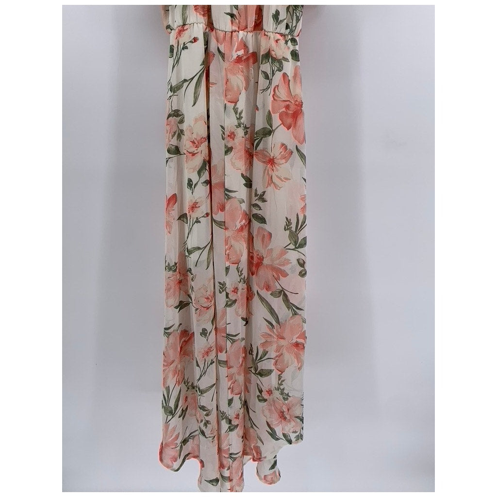 AUW Womens High-Low Pink Floral Print Sundress SZ S