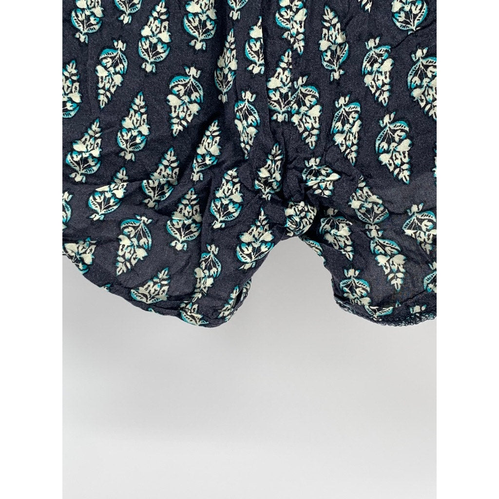 ARTISAN NY Women's Blue Printed Drawstring Relaxed-Fit Shorts SZ S