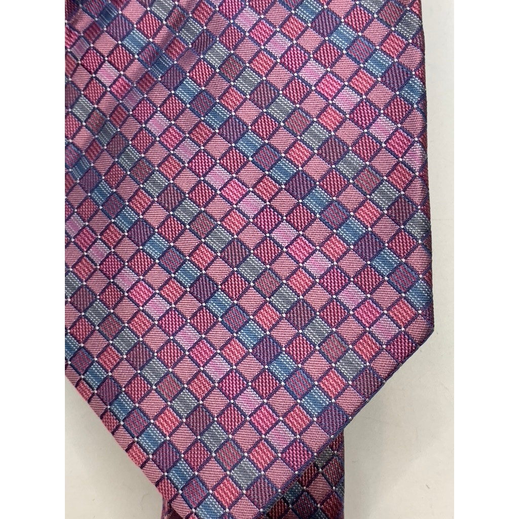 CALVIN KLEIN Men's Purple-Blue Printed Silk Tie SZ OS