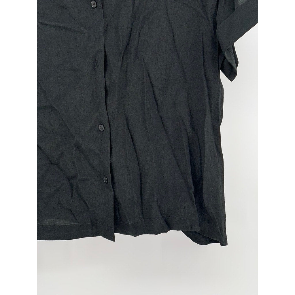 BANANA REPUBLIC Men's Black Short Sleeve Button-Up Cuban Shirt SZ XL