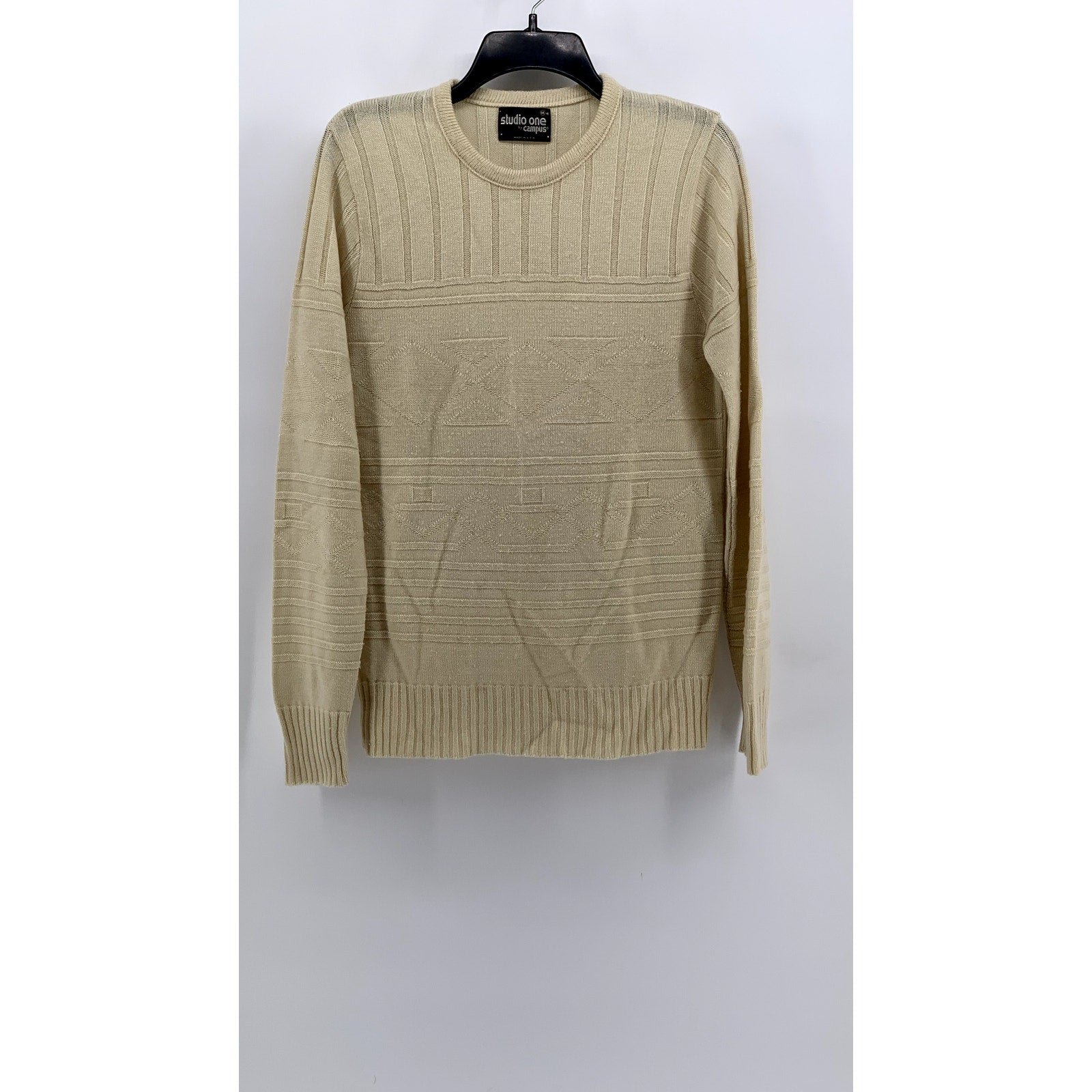 STUDIO ONE By CAMPUS Men's Vintage Beige Knit Crewneck Sweater SZ M