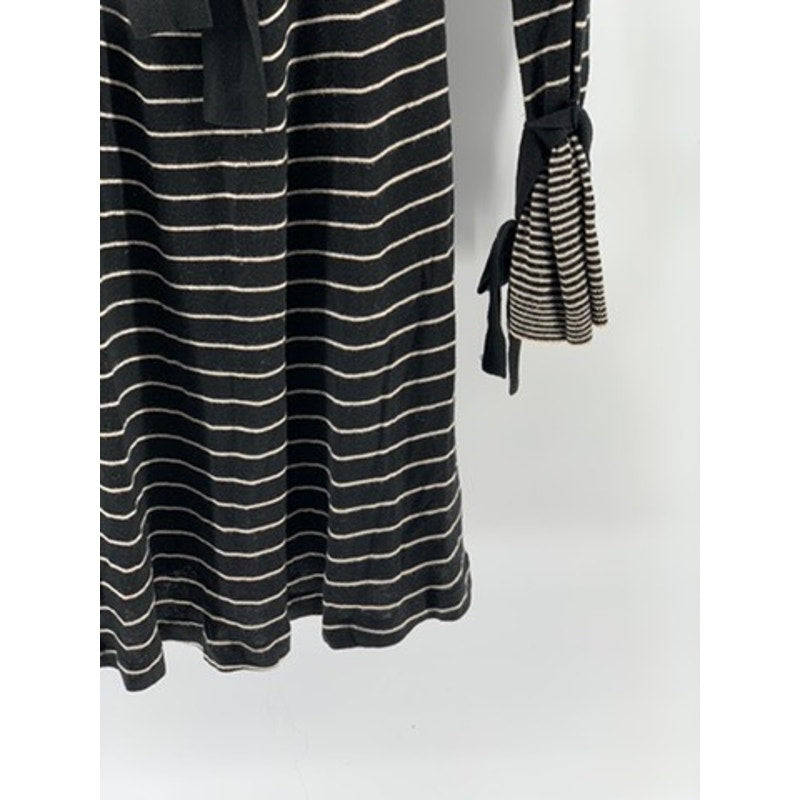 WAREHOUSE. Women's Black-White Striped Long Sleeve Open-Back Dress SZ 12(US8)