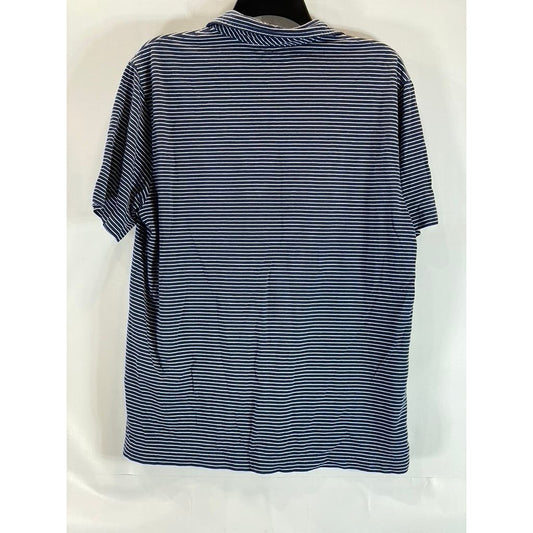 VINEYARD VINES Men's Navy Feeder Striped Pima Short Sleeve Polo SZ XL