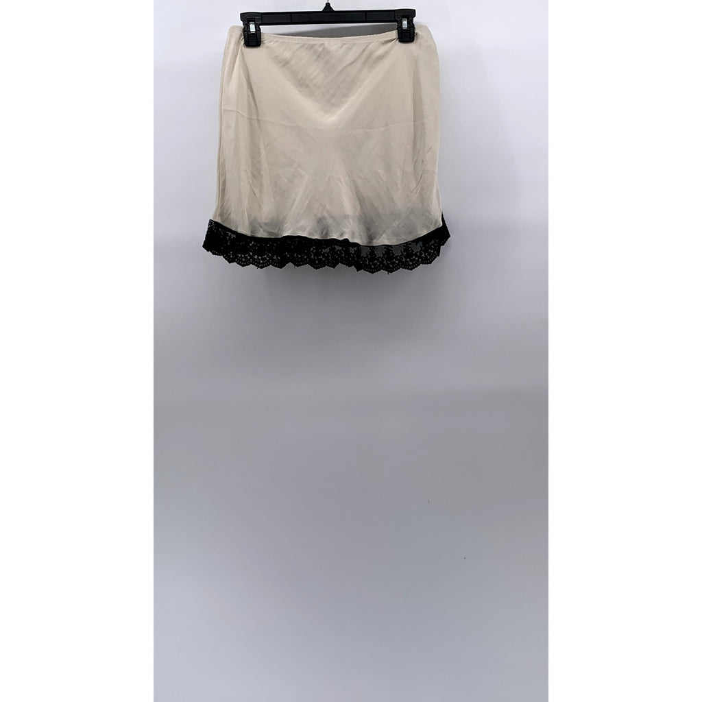 OUT FROM UNDER Women's Beige-Black Lace-Trim Juliette High-Rise Mini Skirt SZ M