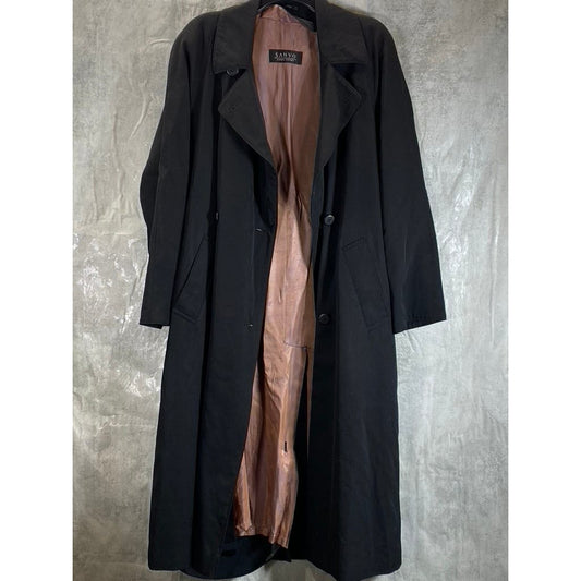 SANYO Carol Cohen Women's Vintage Black Solid Wool Two-Button Trench Coat SZ 2