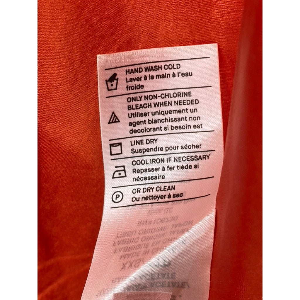 VINCE. Women's Orange Satin Straight-Neck Bias Spaghetti-Strap Slip Dress SZ 2XS