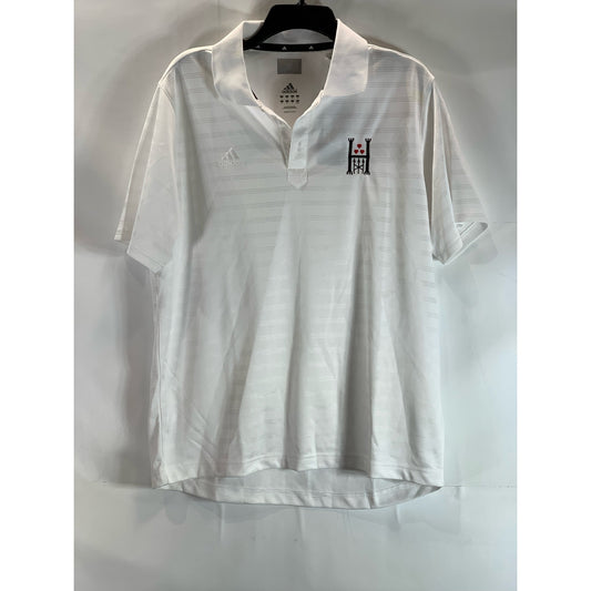 ADIDAS Men's White Performance Basics Short Sleeve Polo Shirt SZ M