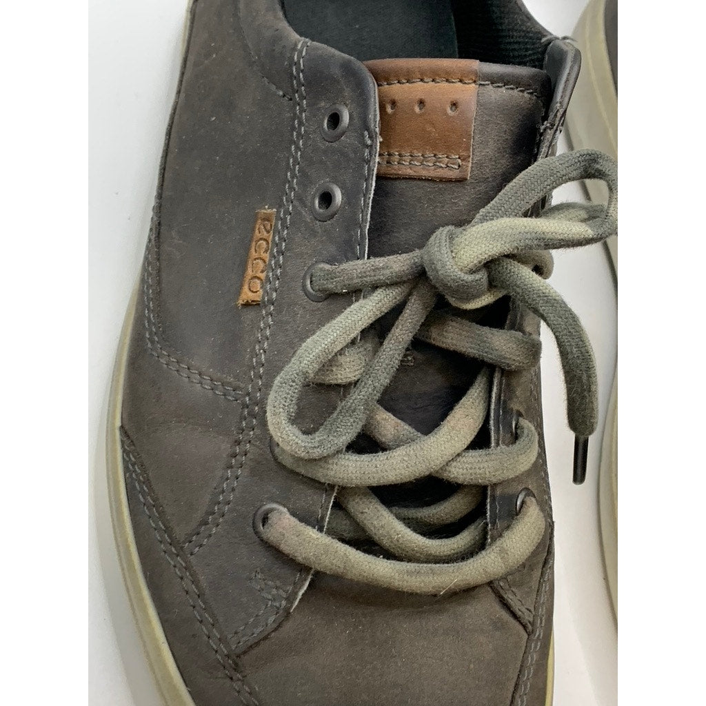 ECCO Men's Gray Faux-Leather Lightweight Sneakers SZ 12