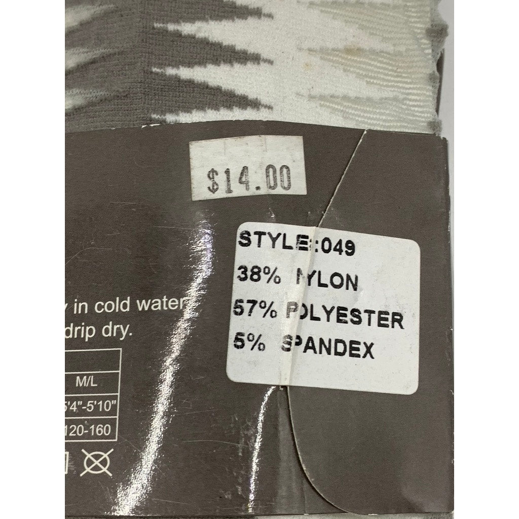 FRENCH CURVE Women's Gray-White Sheer Printed Pull-On Tights SZ S/M