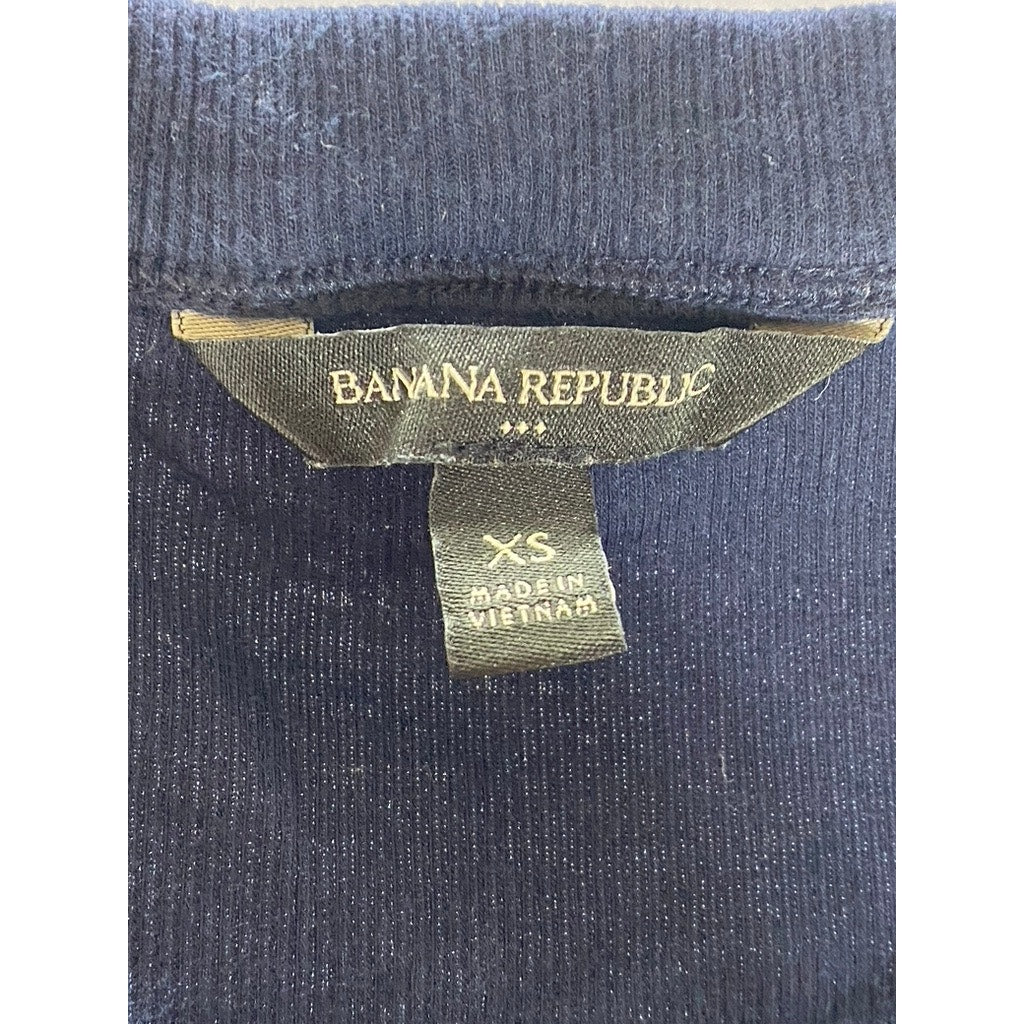 BANANA REPUBLIC Women's Preppy Navy Crewneck Ribbed Racer Tank Top SZ XS