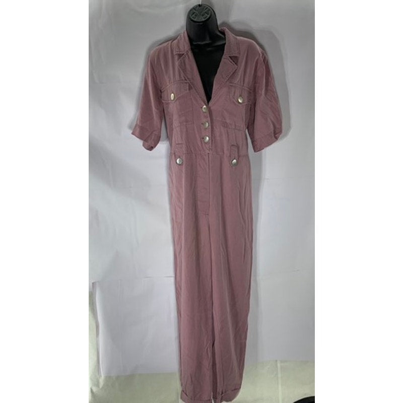 NATIVE YOUTH Women's Purple Half-Button The Amelia Elbow Sleeve Jumpsuit SZ S