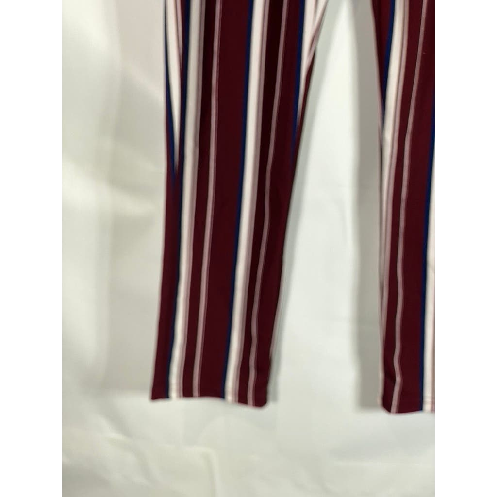 SPARK Women's Burgundy Striped Adjustable Strap Pull-On Pants SZ XL