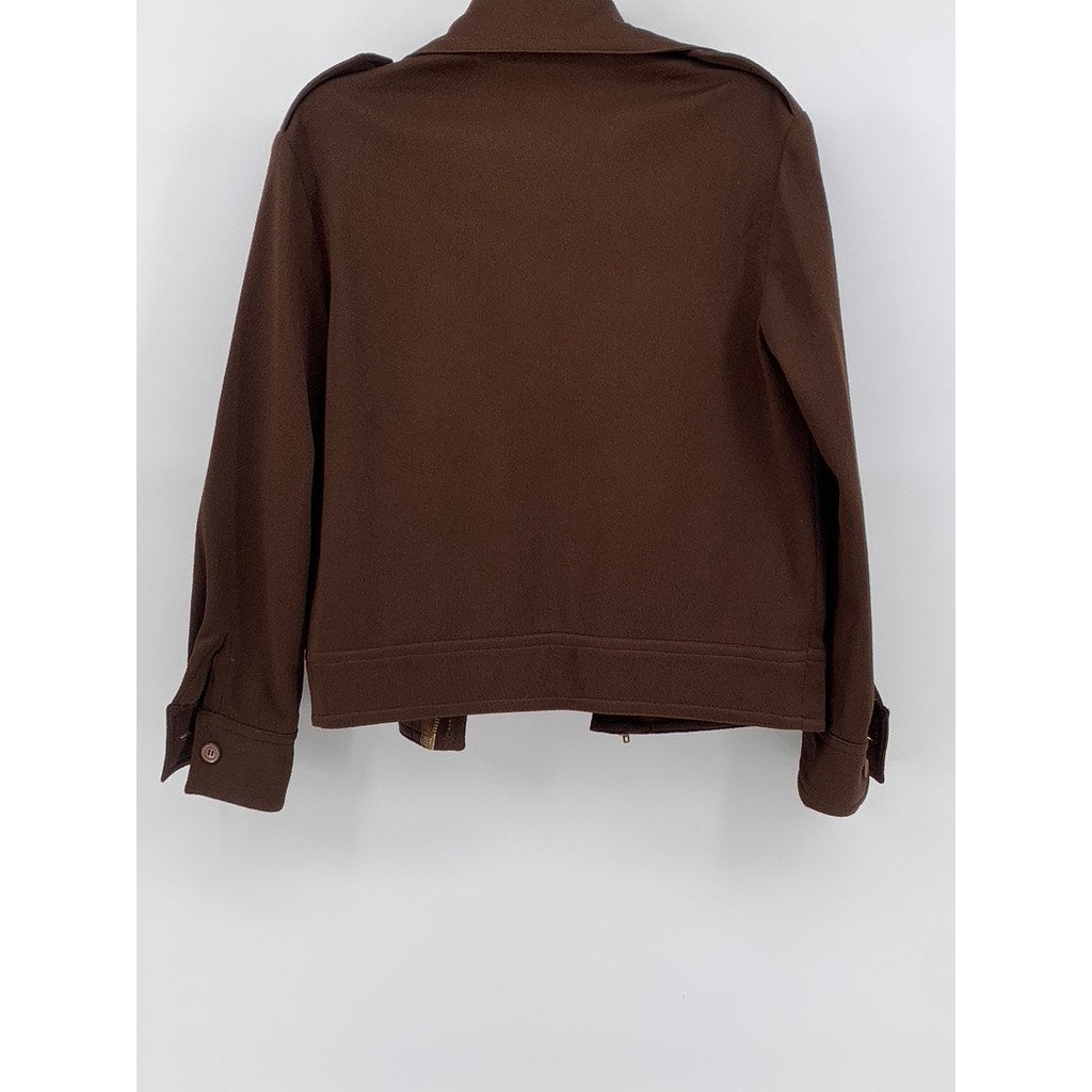 UNBRANDED Women's Brown Vintage Zip-Up Jacket SZ S