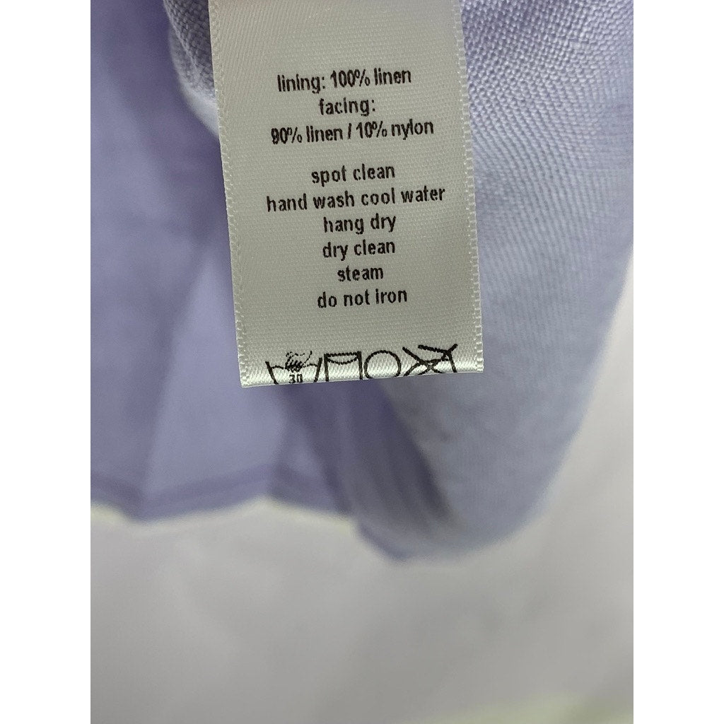 PARIS 99 Women's Purple/White Lace Checkered Puff-Sleeve Mini Dress SZ 6