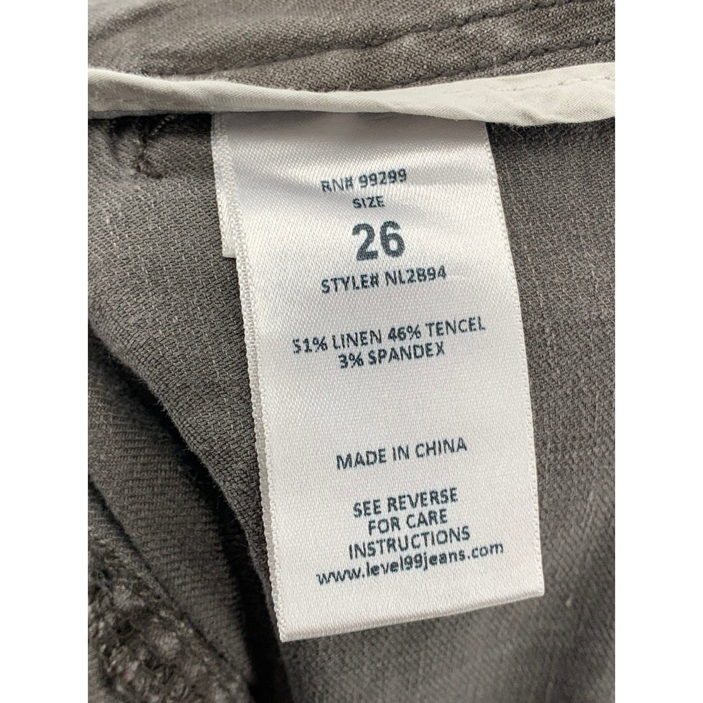 LEVEL 99 Women's Washed Gray Linen-Blend Cropped Cargo Pants SZ 26