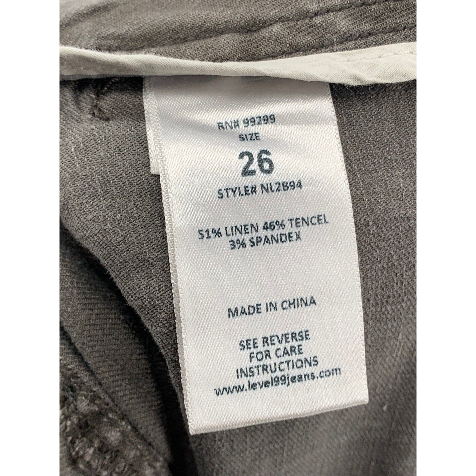 LEVEL 99 Women's Washed Gray Linen-Blend Cropped Cargo Pants SZ 26