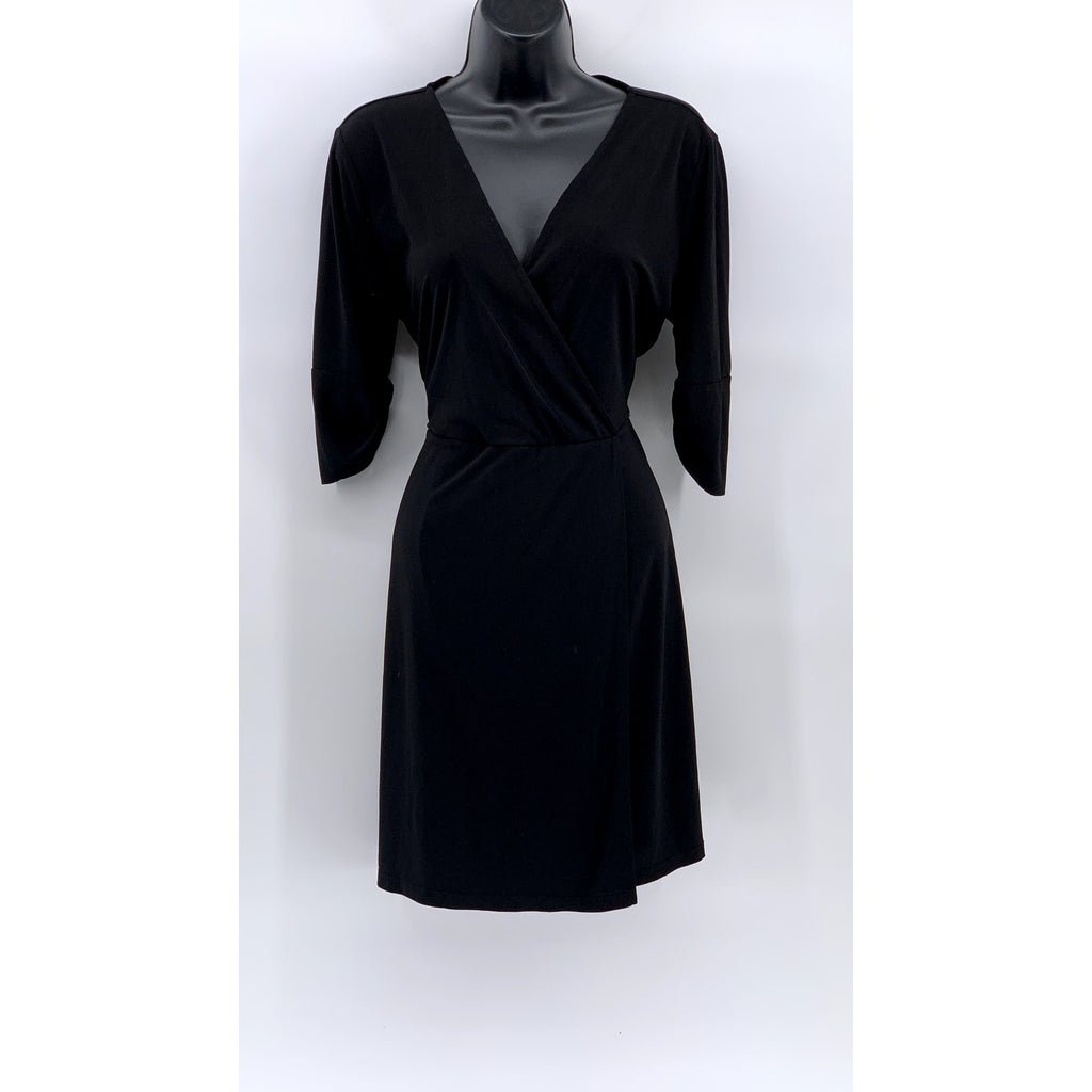 APT. 9 Women's Black Surplice Elbow-Sleeve Mini Dress SZ M