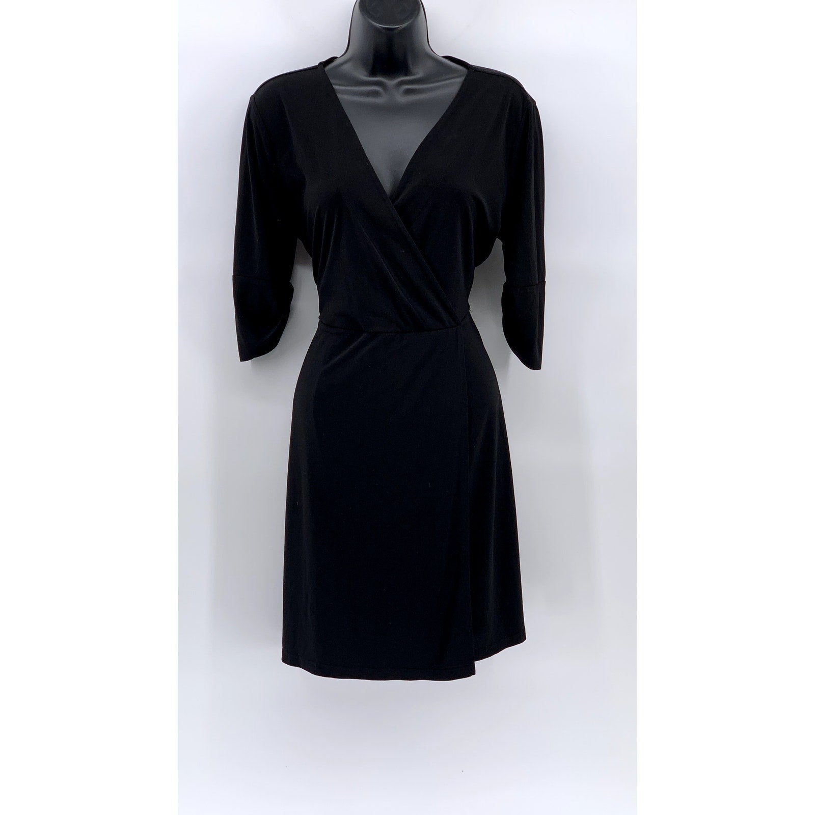 APT. 9 Women's Black Surplice Elbow-Sleeve Mini Dress SZ M