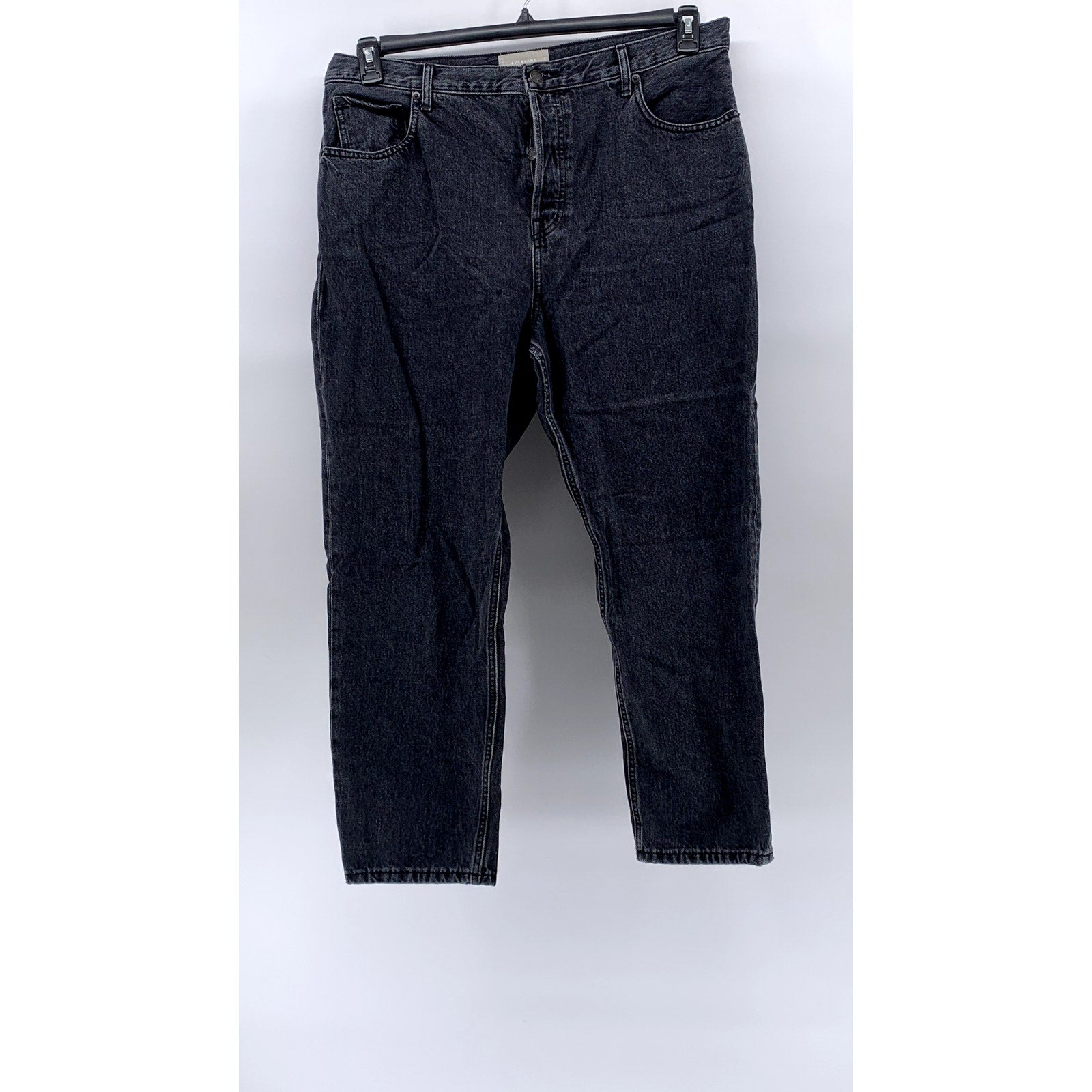 EVERLANE Women's Black Denim The Curvy 90's Cheeky Straight Ankle Jean SZ 33
