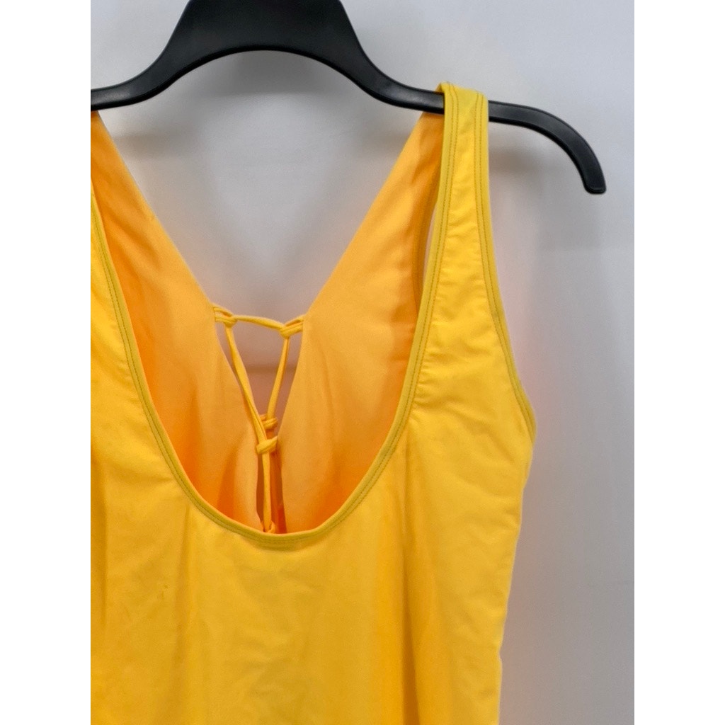 SHEKINI Women's Yellow Solid Lace-Up One-Piece Swimsuit SZ XL