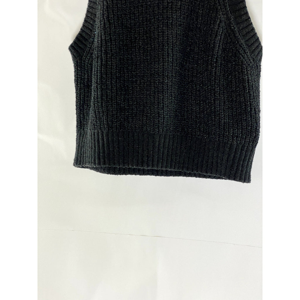 DIVIDED By H&M Women's Black Chunky Knit Halter Crop Top SZ L
