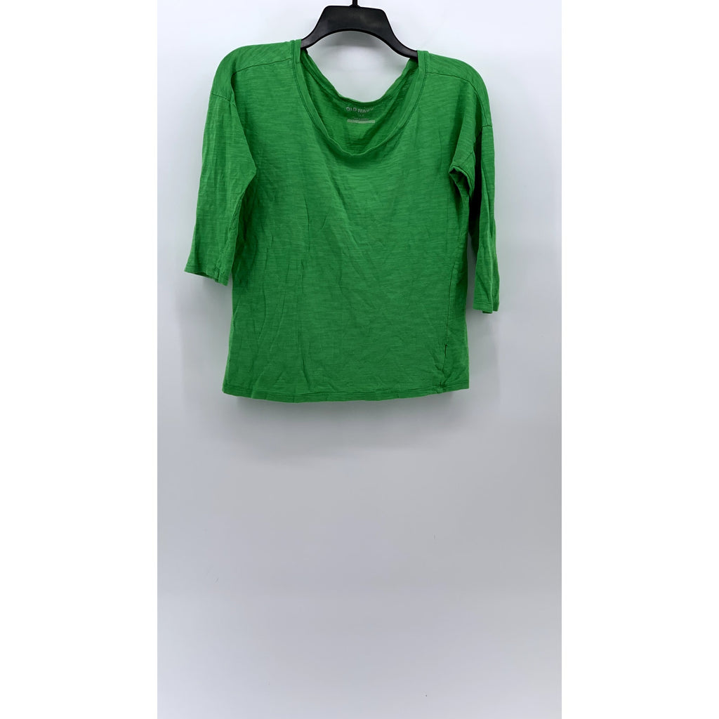 OLD NAVY Women's Dark Green Boatneck 3-4 Sleeve Slub Casual Top SZ S