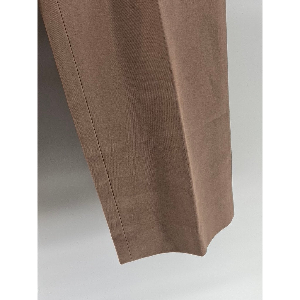 PONT-HER Women's Vintage Light Brown Wide-Leg Regular-Fit Pants SZ L
