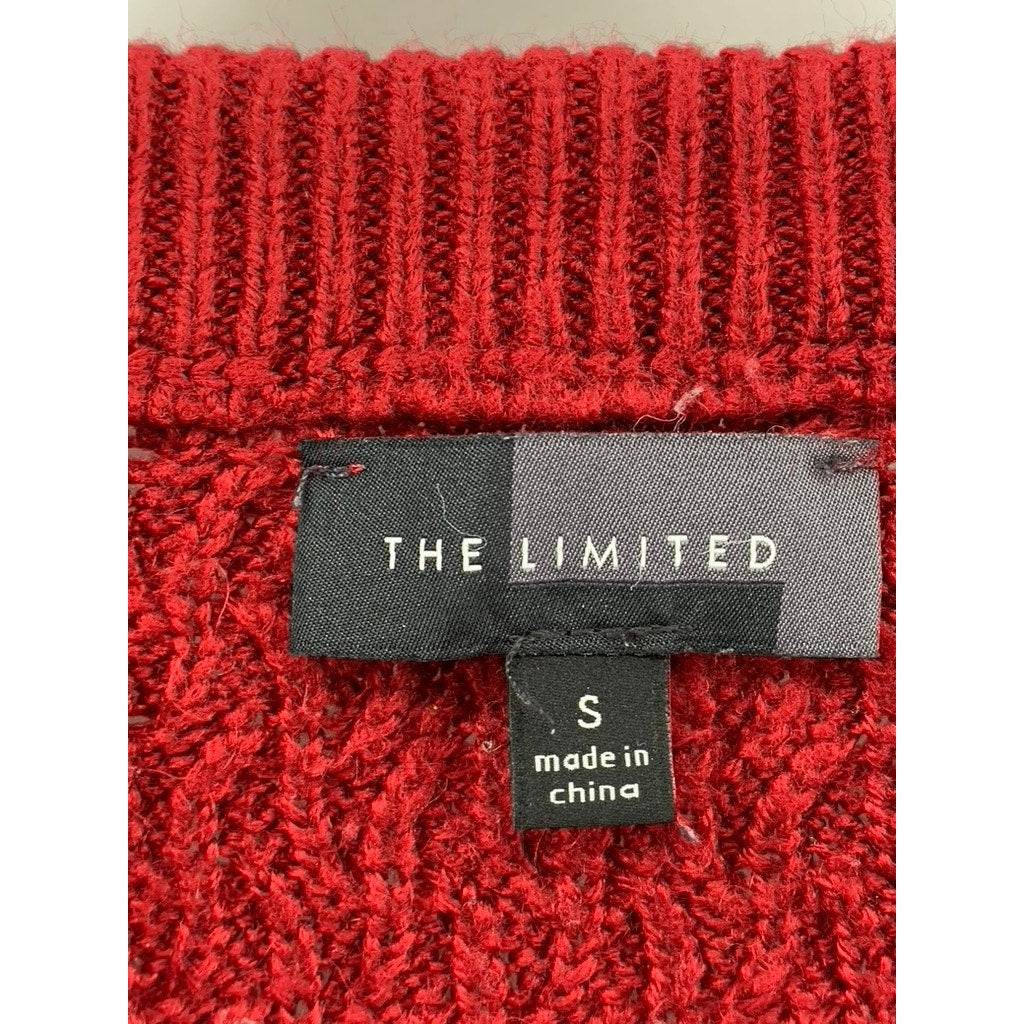 THE LIMITED Women's Red Knit Crewneck Long Sleeve Dress SZ S