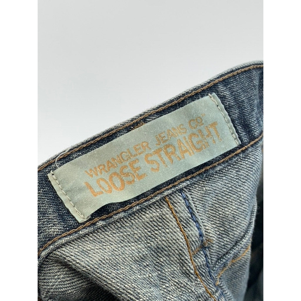 WRANGLER JEANS CO Men's Blue Denim Loose Fit Straight Leg Jeans SZ 34X32