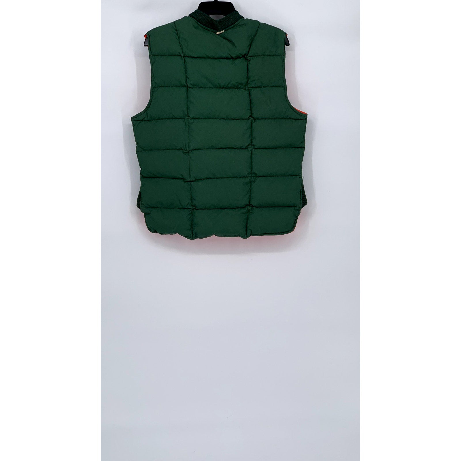 UNBRANDED Men's Forest Green-Orange Reversible Zip-Up Puffer Vest SZ S