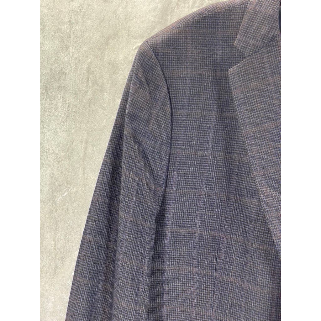 JOSEPH & FEISS GOLD Men's Grey Plaid Classic-Fit Wool Sport Coat SZ 50R
